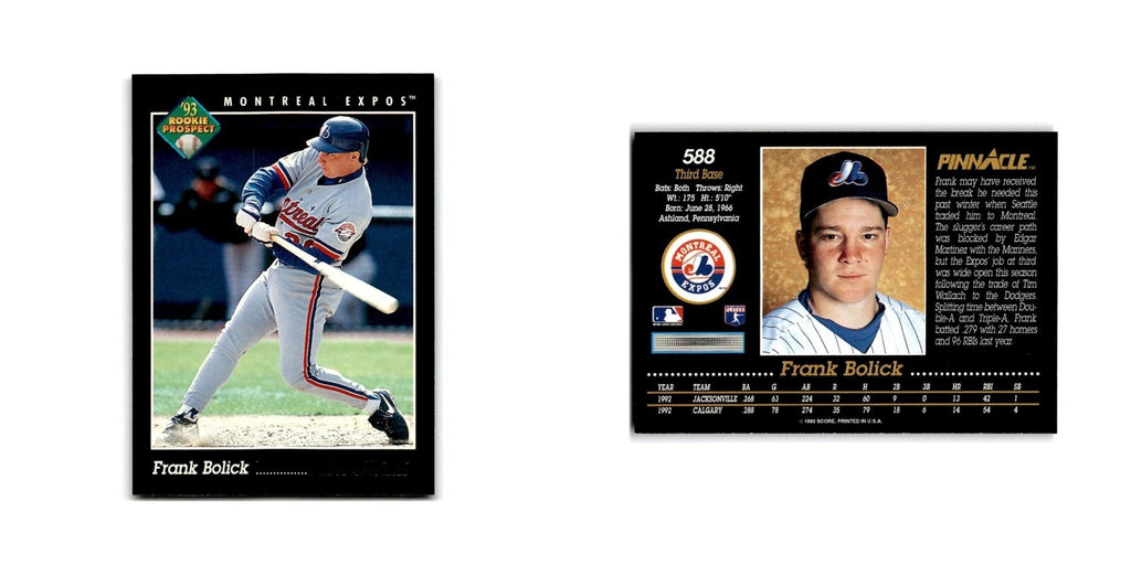 Frank Bolick Rookie 1993 Pinnacle #588 Montreal Expos Baseball Card NM