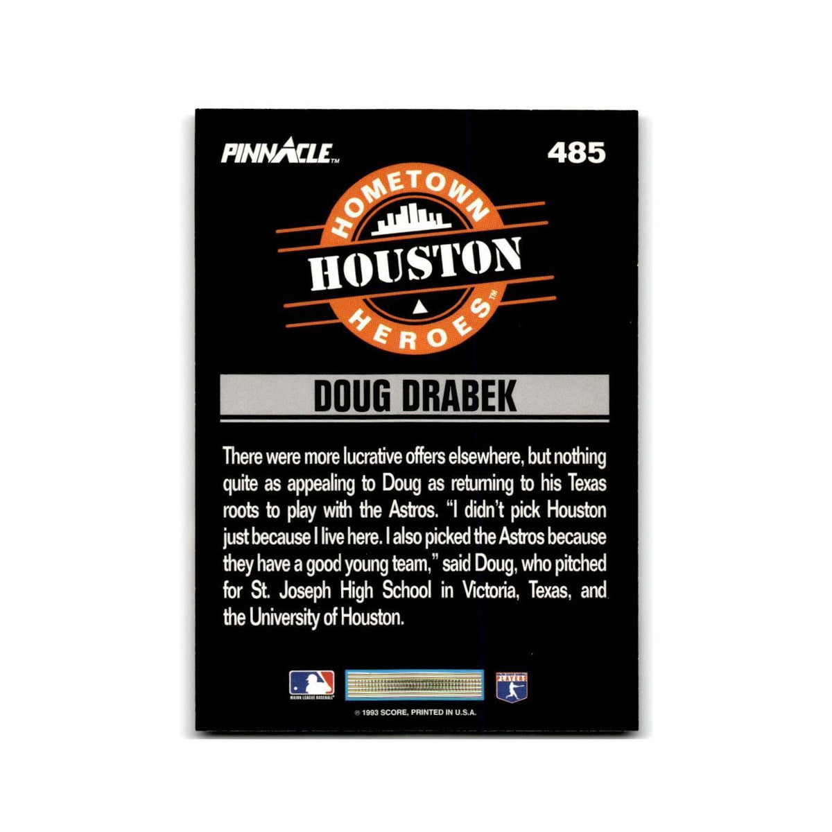 Doug Drabek 1993 Pinnacle #485 Houston Astros Baseball Card NM