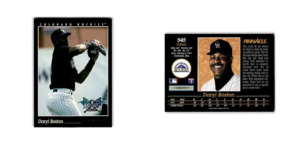 Daryl Boston 1993 Pinnacle #545 Colorado Rockies Baseball Card NM