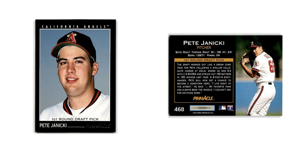 Pete Janicki Rookie 1993 Pinnacle #468 California Angels Baseball Card NM