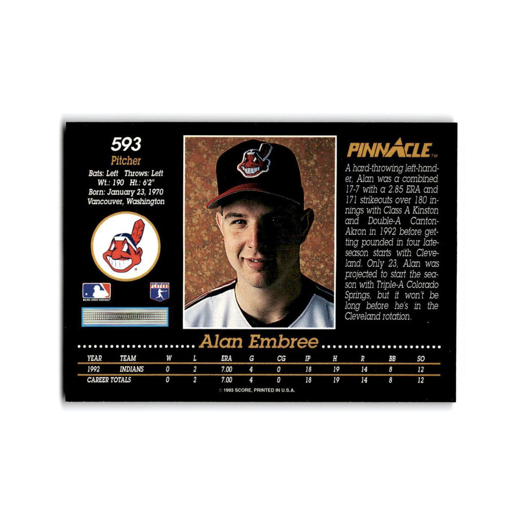 Alan Embree Rookie 1993 Pinnacle #593 Cleveland Indians Baseball Card NM