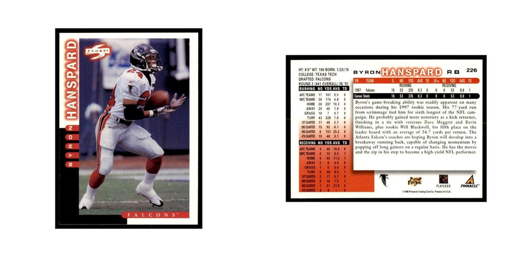 1998 Score Byron Hanspard Football Cards #226