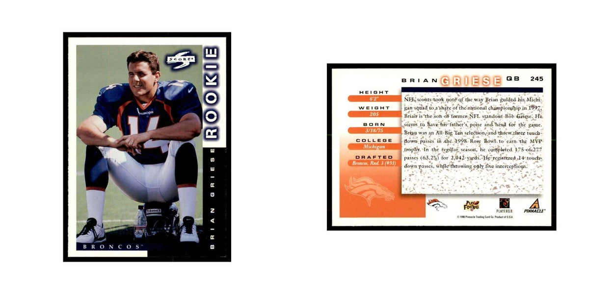 1998 Score Brian Griese RC Football Cards #245