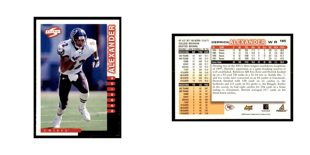 1998 Score Derrick Alexander Football Cards #185