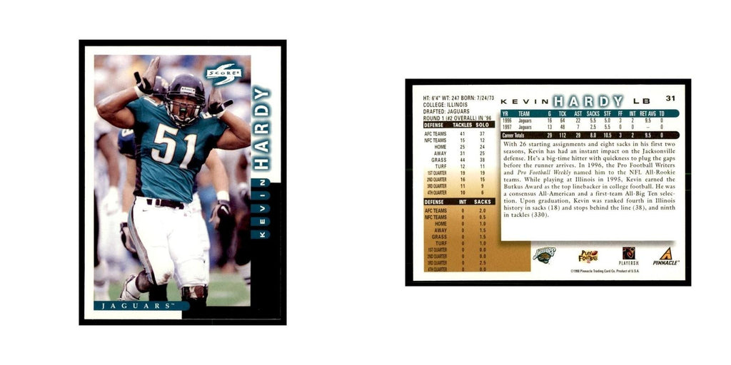 1998 Score Kevin Hardy Football Cards #31