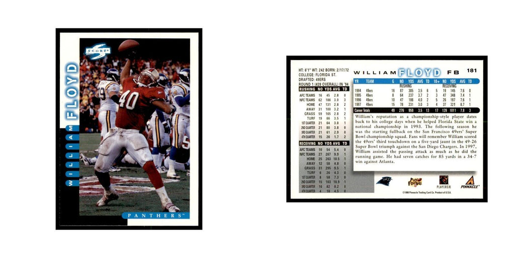 1998 Score William Floyd Football Cards #181