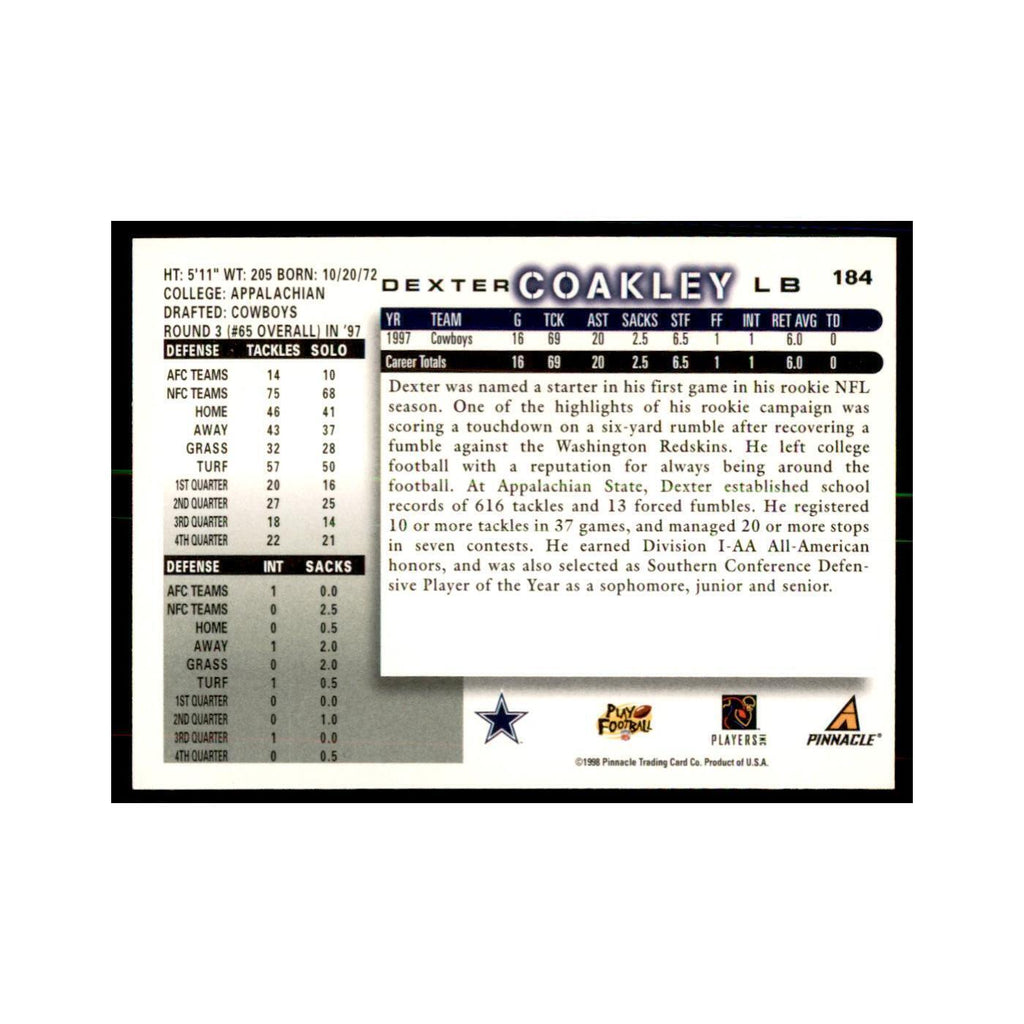 1998 Score Dexter Coakley Football Cards #184