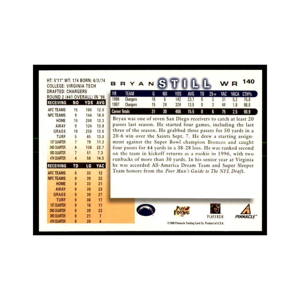 1998 Score Bryan Still Football Cards #140