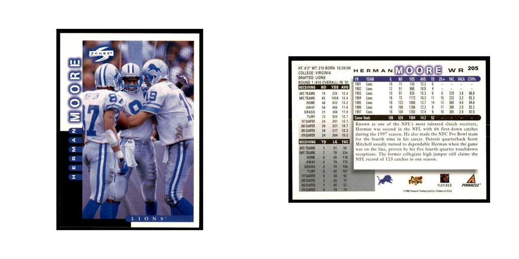 1998 Score Herman Moore Football Cards #205