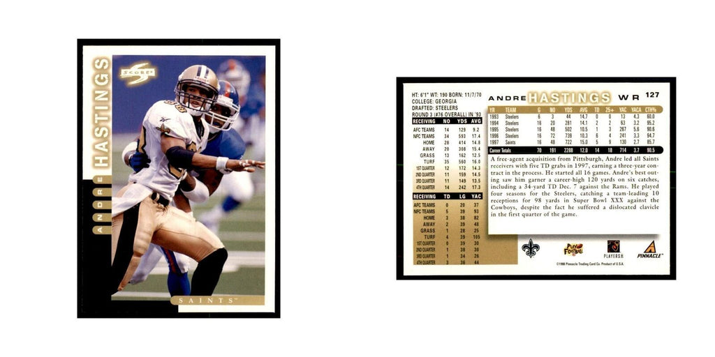1998 Score Andre Hastings Football Cards #127