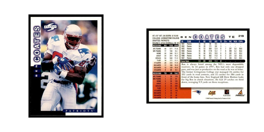 1998 Score Ben Coates Football Cards #219