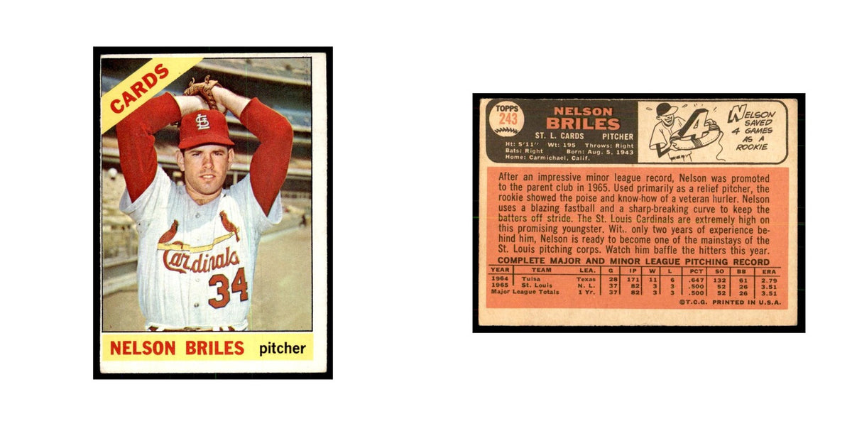 1966 Topps Nelson Briles Baseball Cards #243