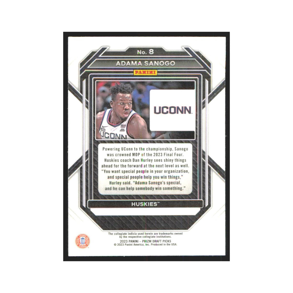 2023 Panini Prizm Draft Adama Sanogo RC Connecticut Huskies #8