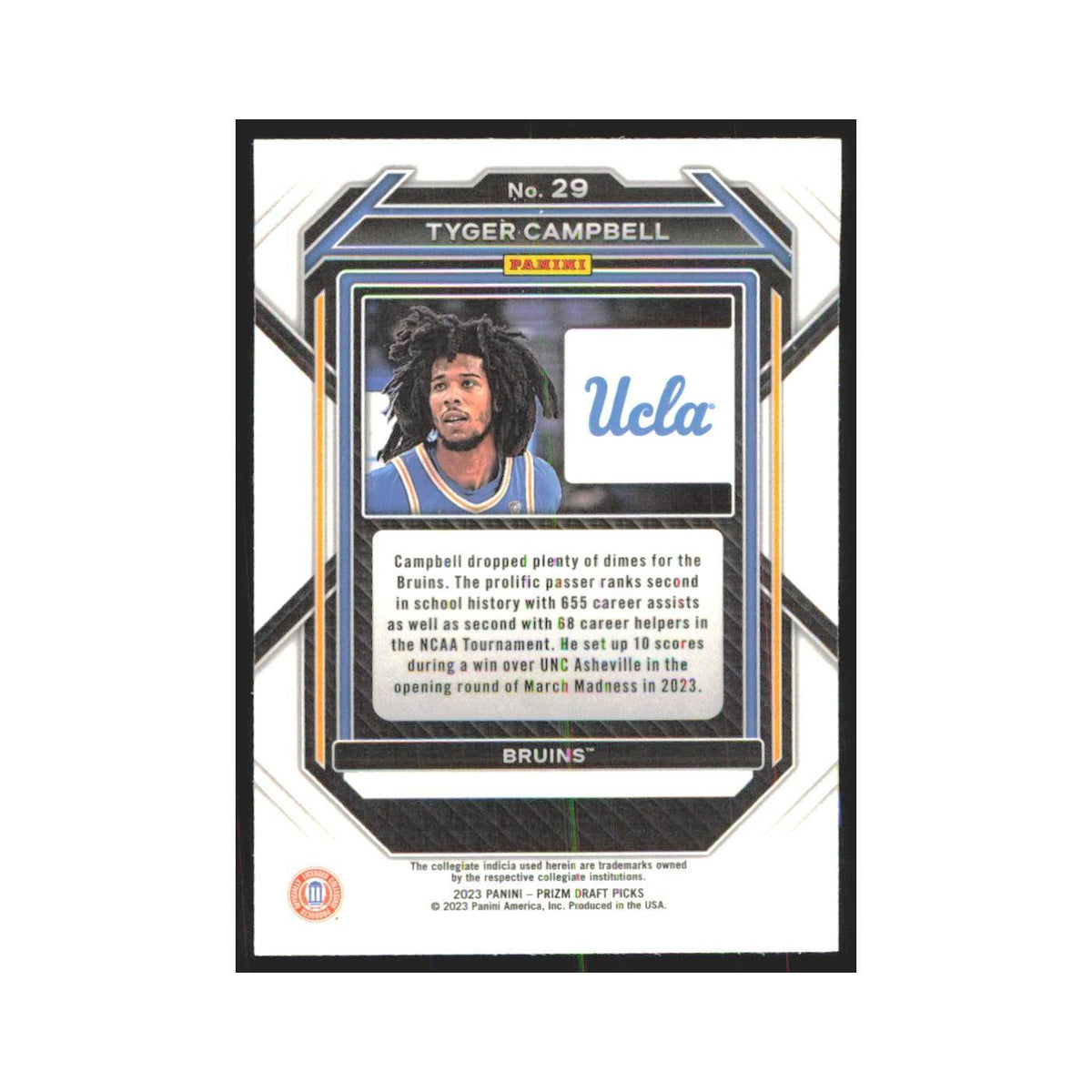 2023 Panini Prizm Draft Tyger Campbell RC UCLA Bruins #29