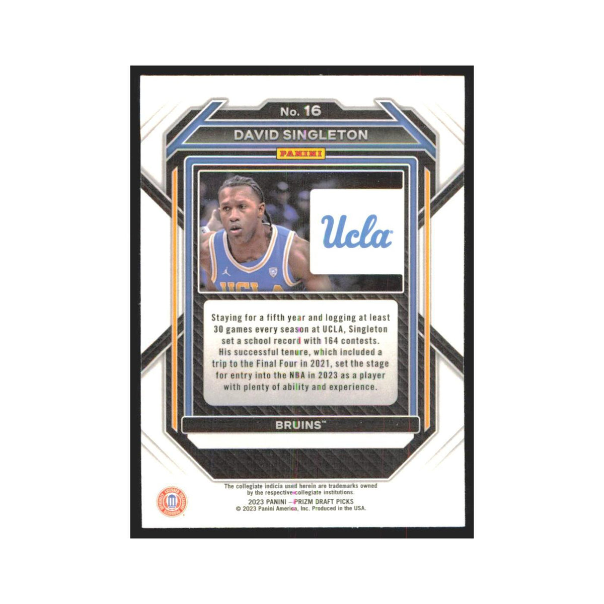 2023 Panini Prizm Draft David Singleton RC UCLA Bruins #16