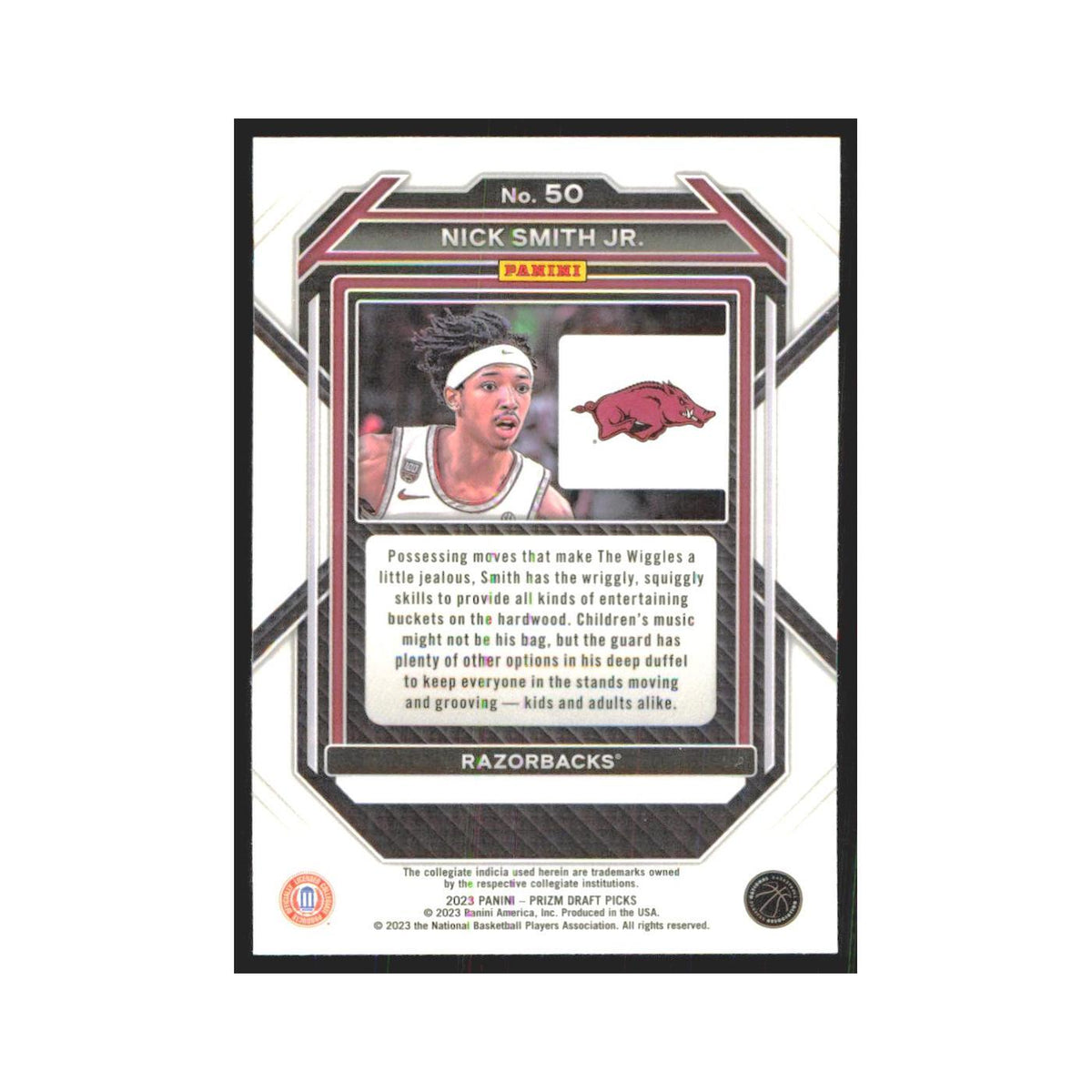 2023 Panini Prizm Draft Nick Smith Jr. RC Arkansas Razorbacks #50