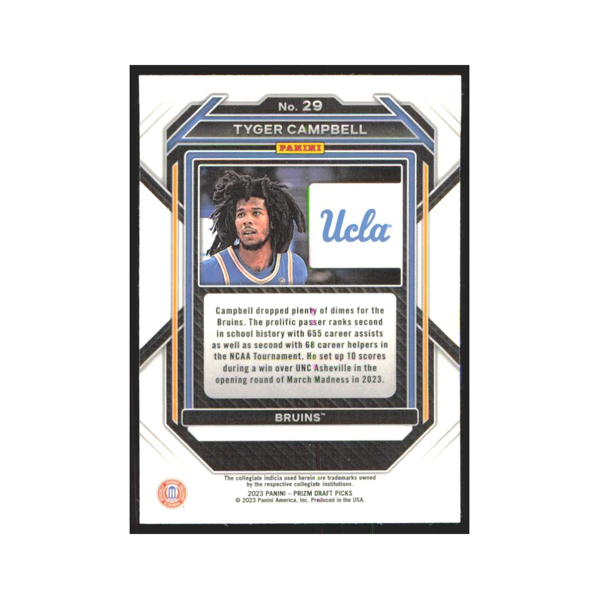 2023 Panini Prizm Draft Tyger Campbell RC UCLA Bruins #29