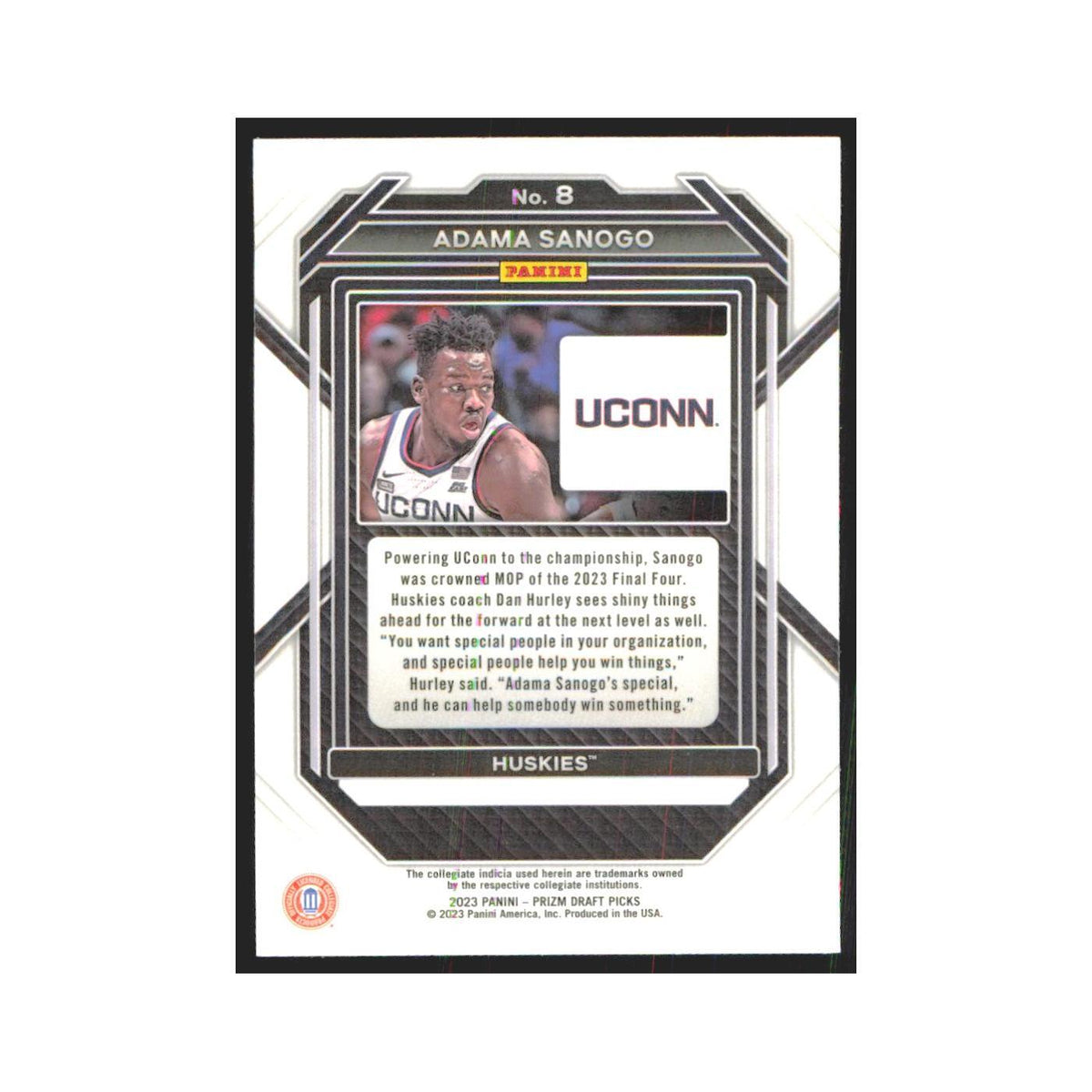 2023 Panini Prizm Draft Adama Sanogo RC Connecticut Huskies #8