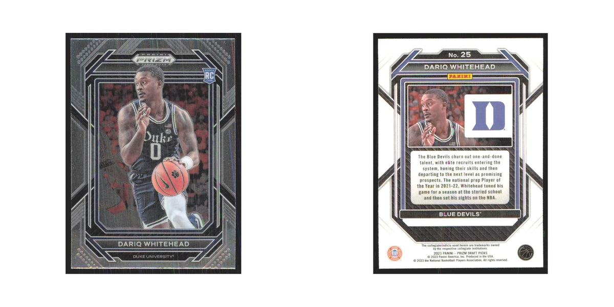 2023 Panini Prizm Draft Dariq Whitehead RC Duke Blue Devils #25