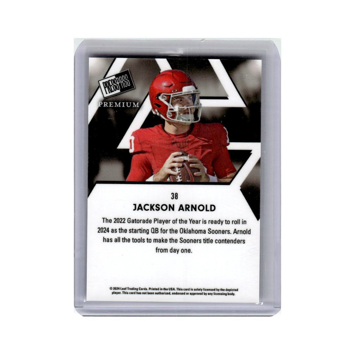 jackson Arnold 2024 Press Pass Premium #38 Football Card NM
