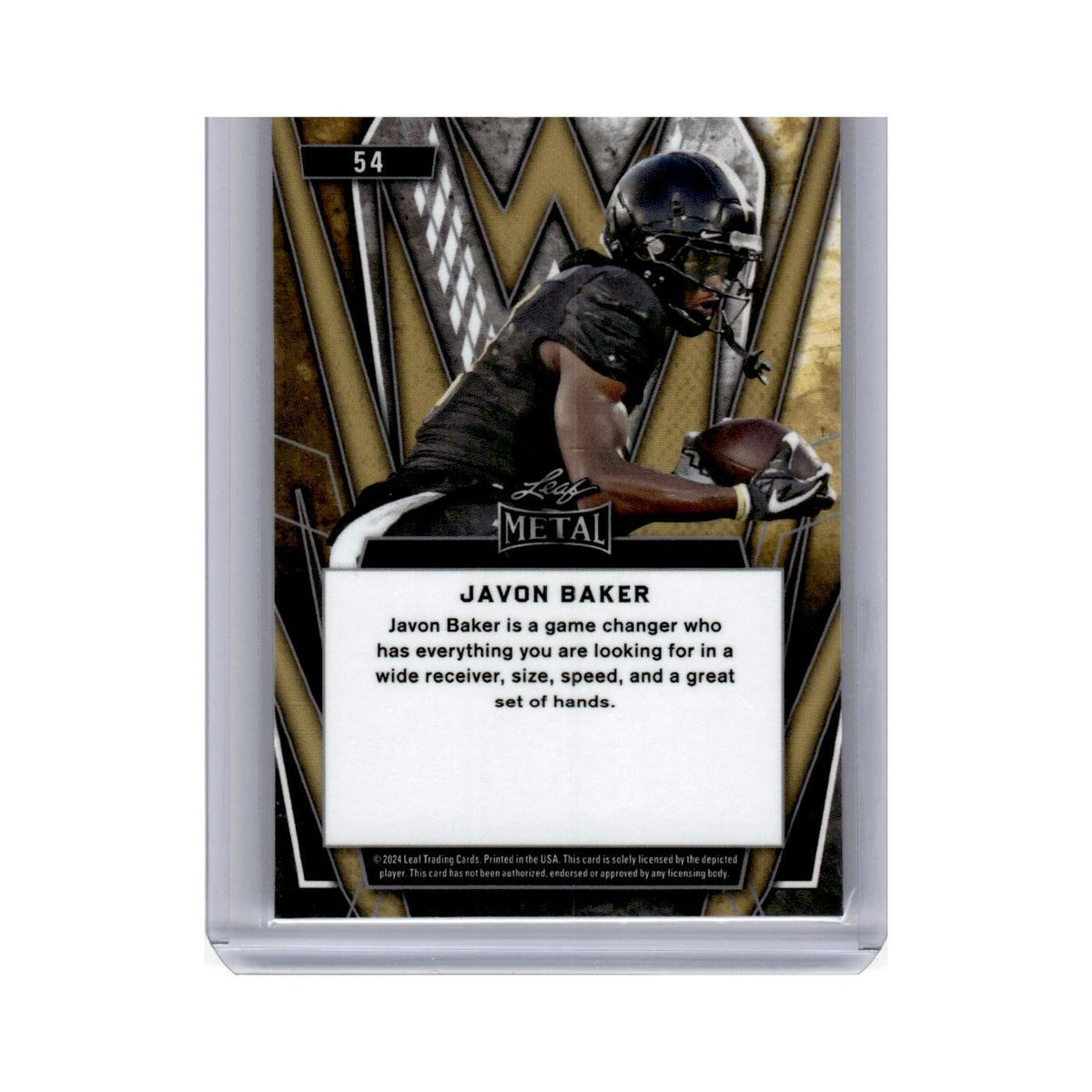 Javon Baker 2024 Leaf Metal #54 Football Card NM