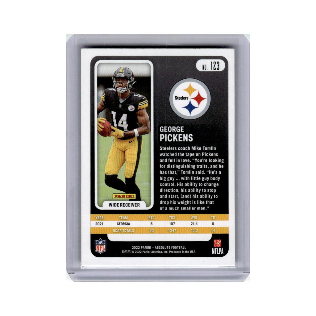 George Pickens Rookie 2022 Panini Absolute #123 Pittsburgh Steelers NM