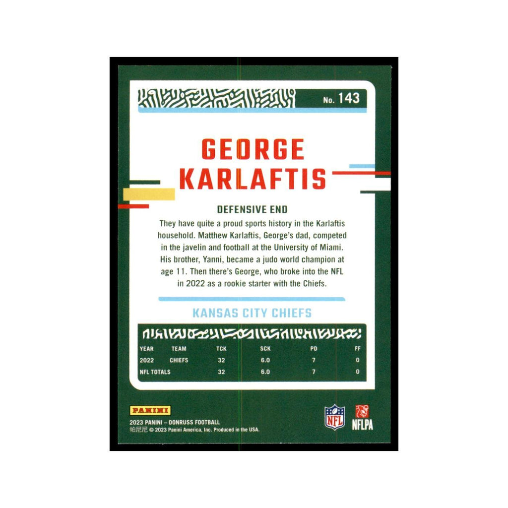 George Karlaftis 2023 Donruss #143 Kansas City Chiefs Football Card NM