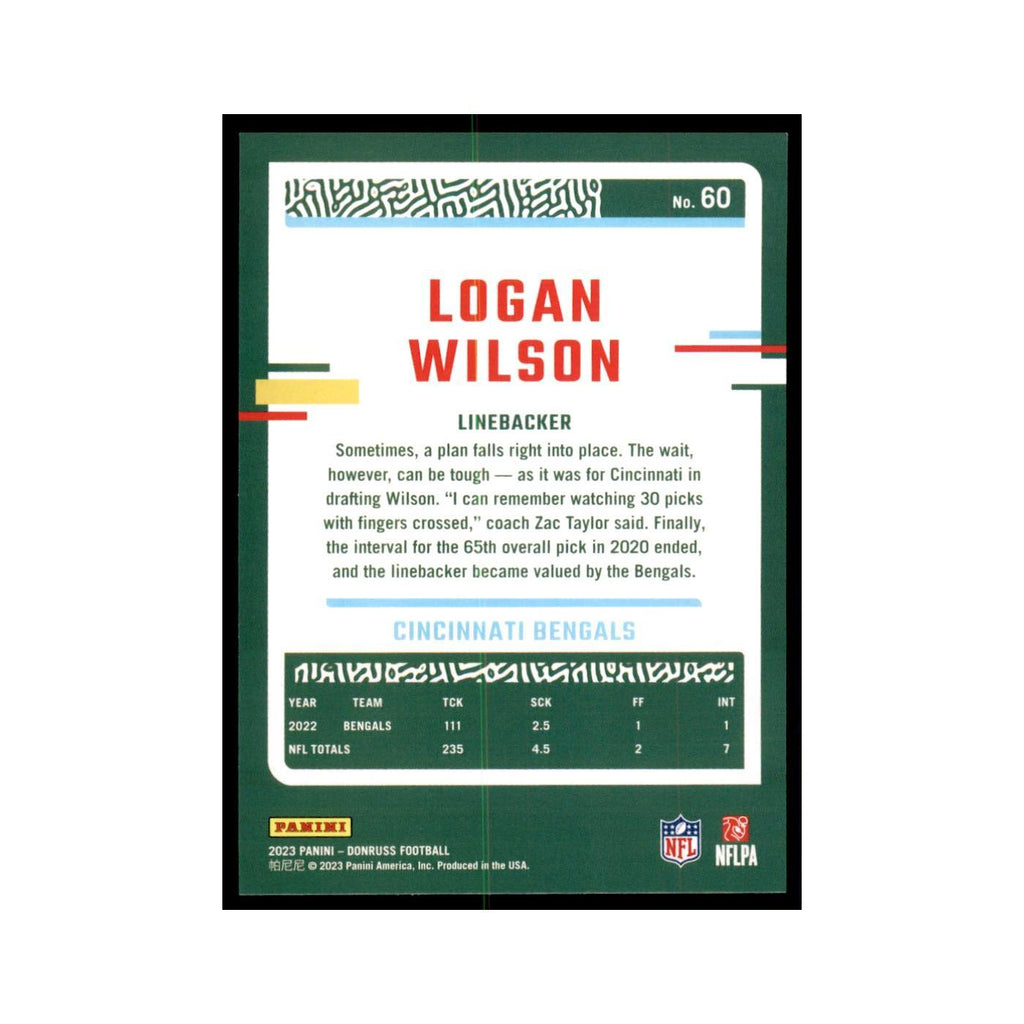 Logan Wilson 2023 Donruss #60 Cincinnati Bengals Football Card NM