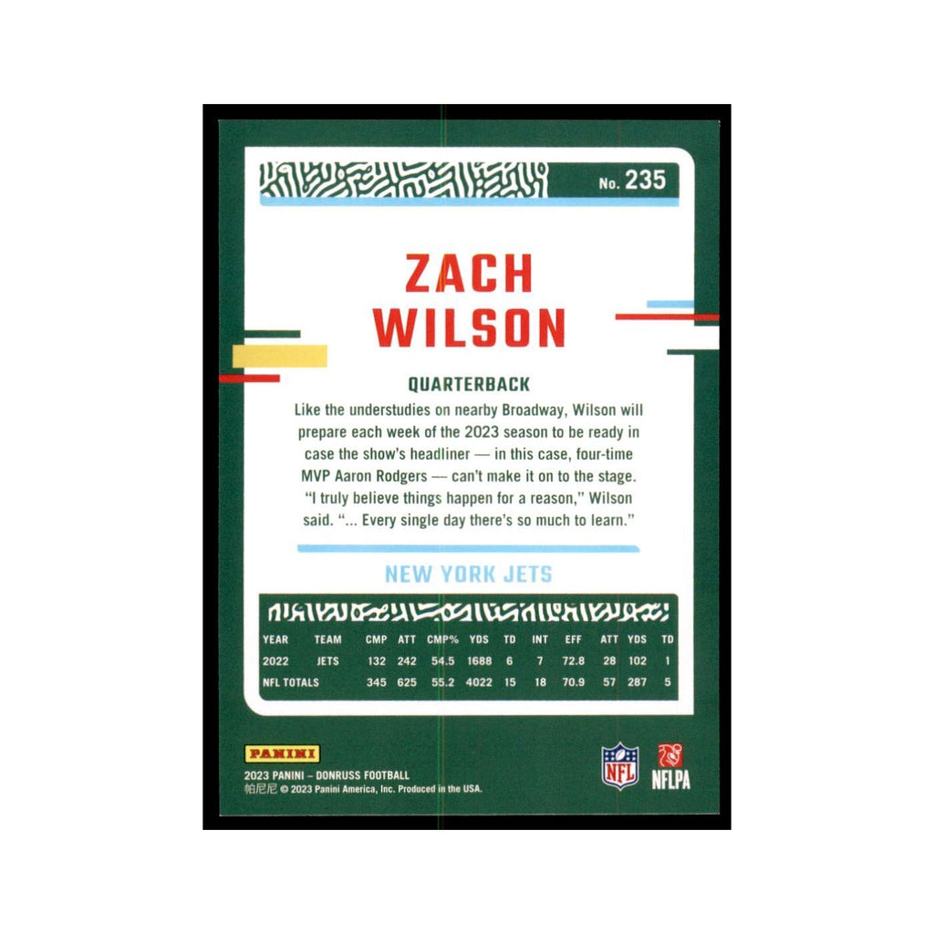 Zach Wilson 2023 Donruss #235 New York Jets Football Card NM
