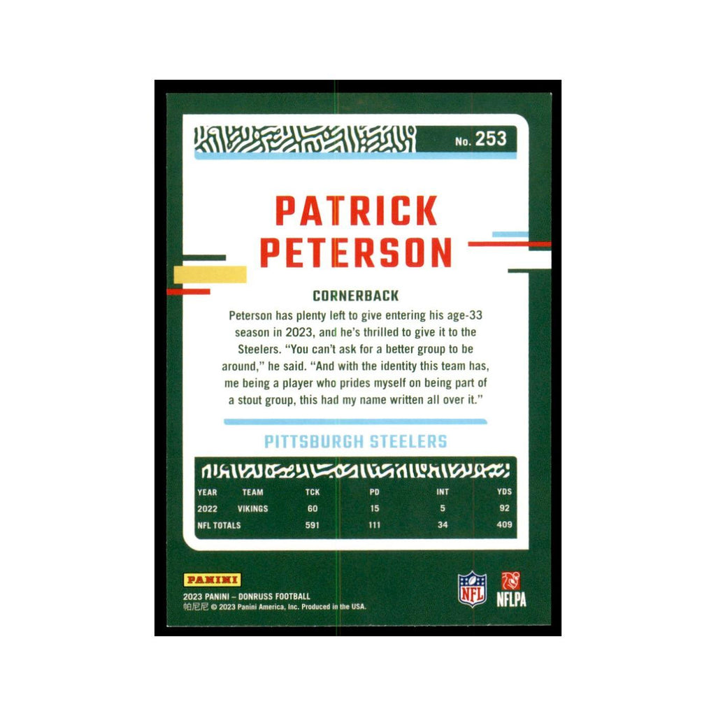 Patrick Peterson 2023 Donruss #253 Pittsburgh Steelers Football Card NM