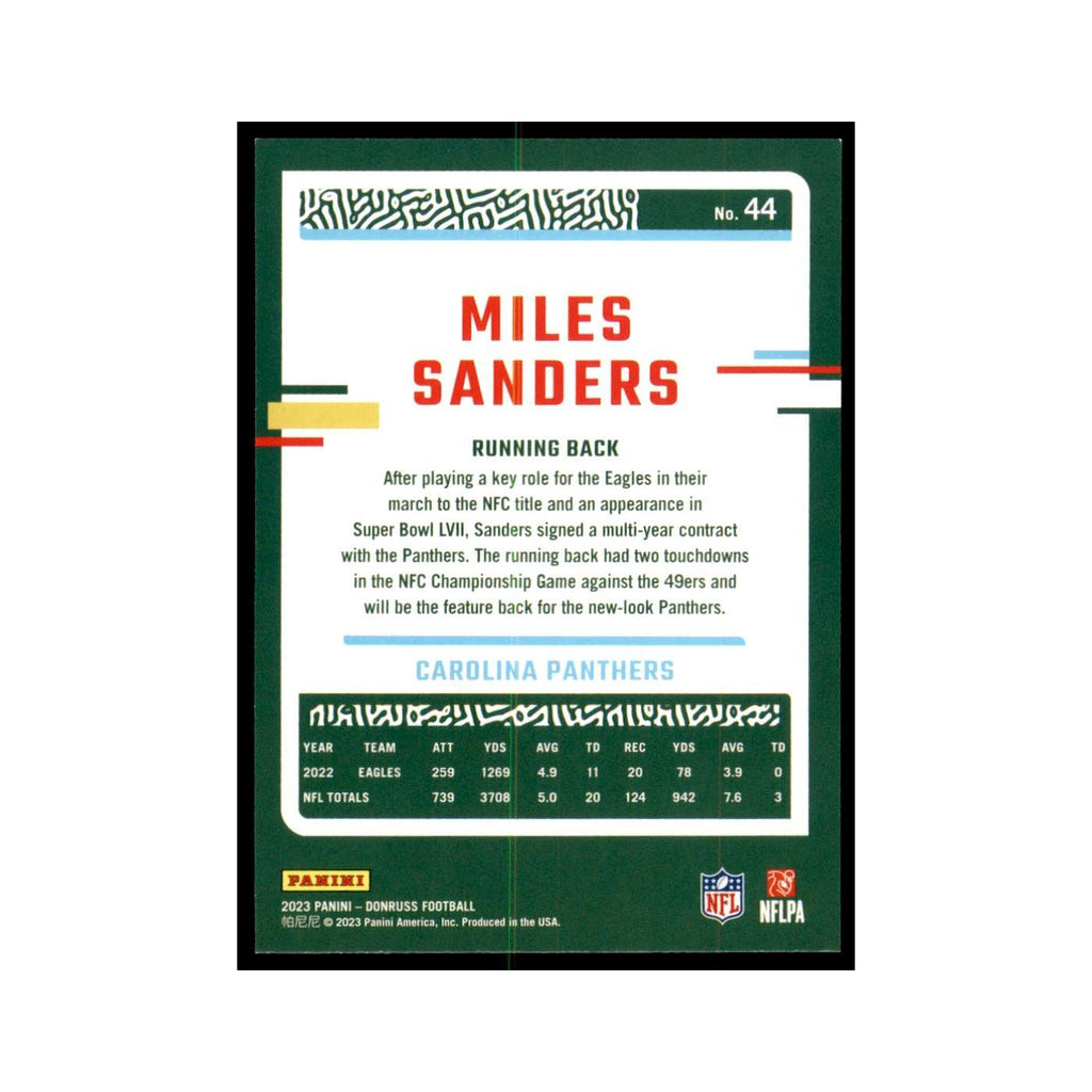 Miles Sanders 2023 Donruss #44 Carolina Panthers Football Card NM