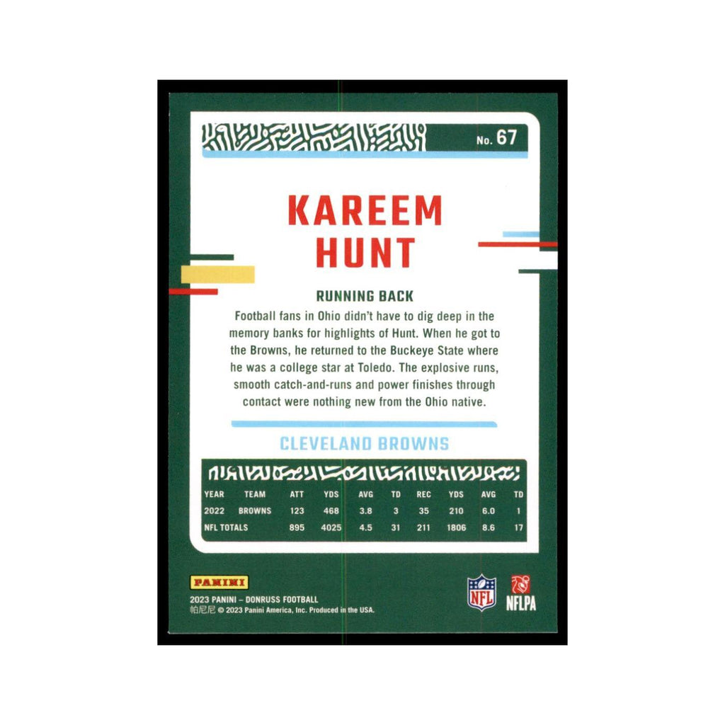 Kareem Hunt 2023 Donruss #67 Cleveland Browns Football Card NM