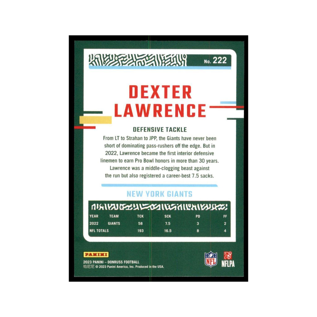 Dexter Lawrence 2023 Donruss #222 New York Giants Football Card NM