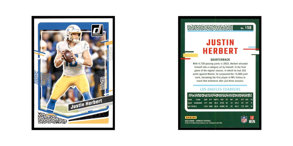 Justin Herbert 2023 Donruss #158 Los Angeles Chargers Football Card NM