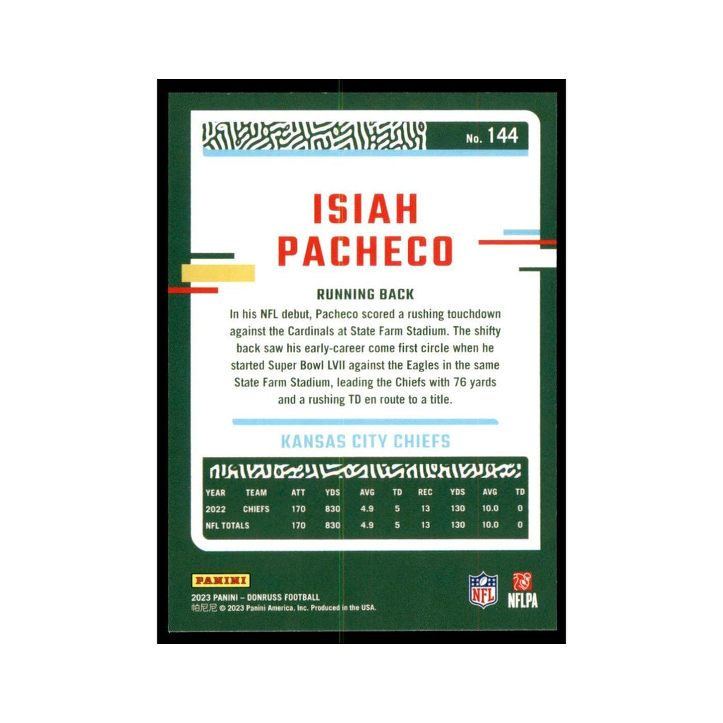 Isiah Pacheco 2023 Donruss #144 Kansas City Chiefs Football Card NM