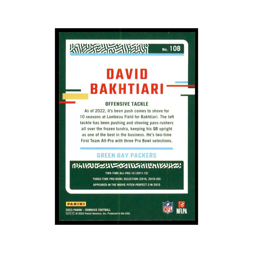 David Bakhtiari 2023 Donruss #108 Green Bay Packers Football Card NM