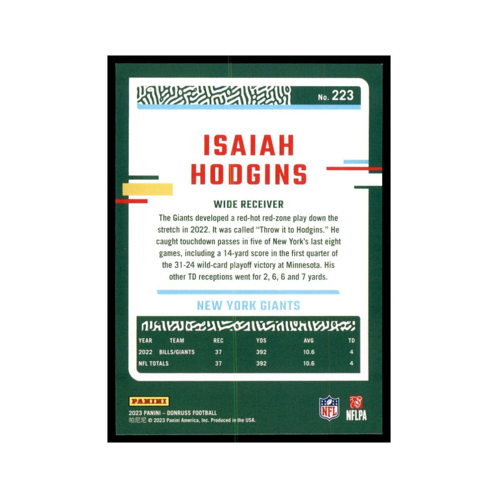 Isaiah Hodgins 2023 Donruss #223 New York Giants Football Card NM