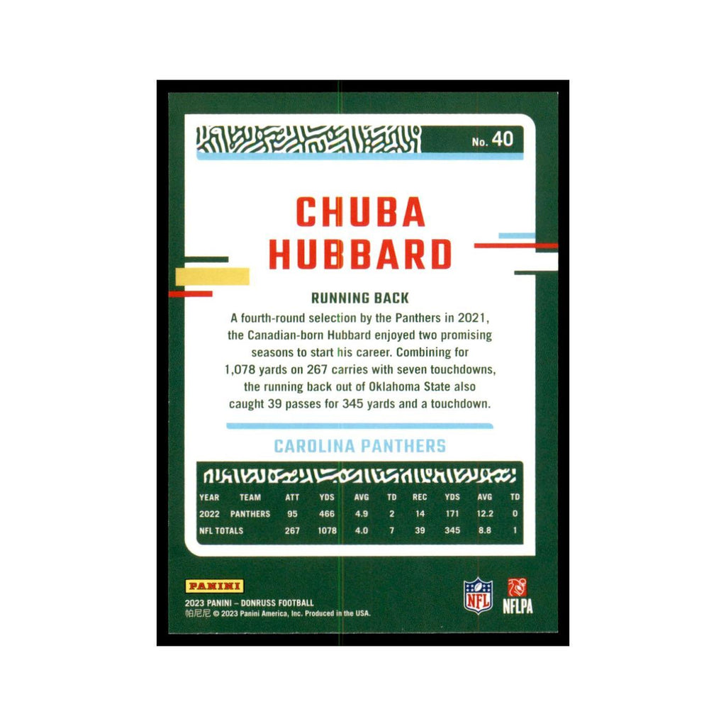 Chuba Hubbard 2023 Donruss #40 Carolina Panthers Football Card NM