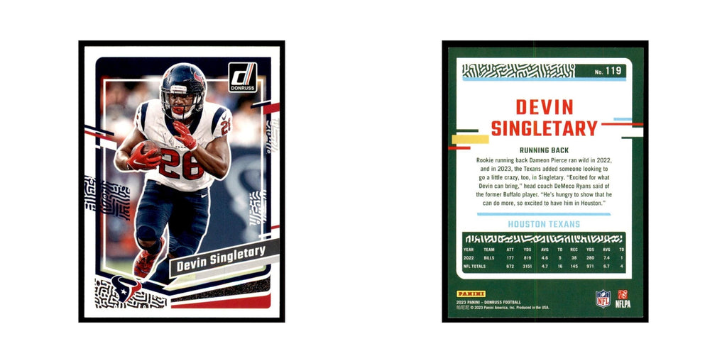 Devin Singletary 2023 Donruss #119 Houston Texans Football Card NM