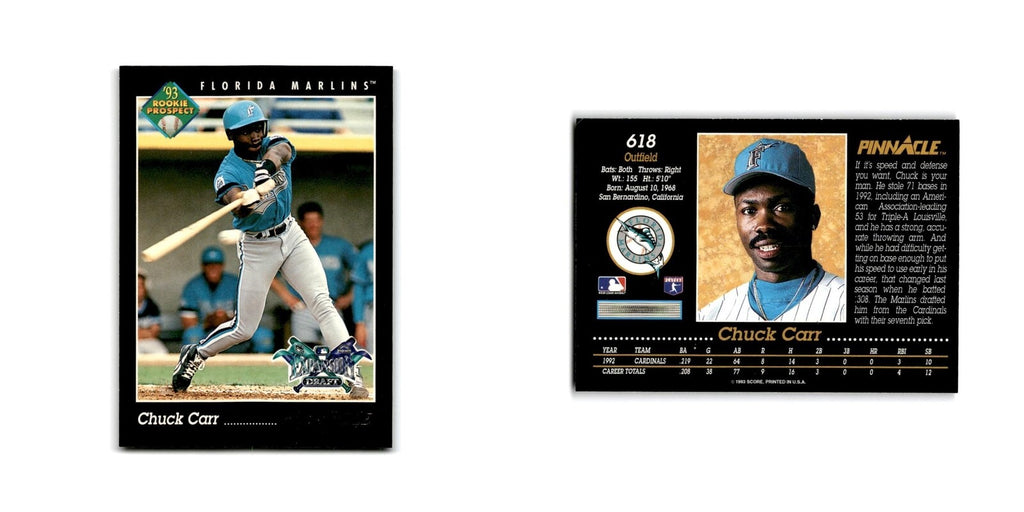 Chuck Carr Rookie 1993 Pinnacle #618 Florida Marlins Baseball Card NM