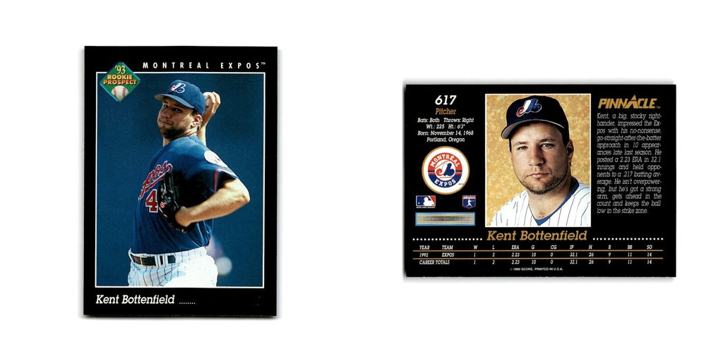 Kent Bottenfield Rookie 1993 Pinnacle #617 Montreal Expos Baseball Card NM