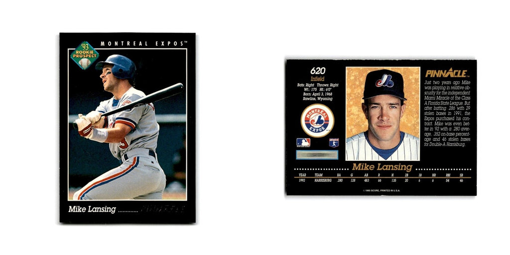 Mike Lansing Rookie 1993 Pinnacle #620 Montreal Expos Baseball Card NM