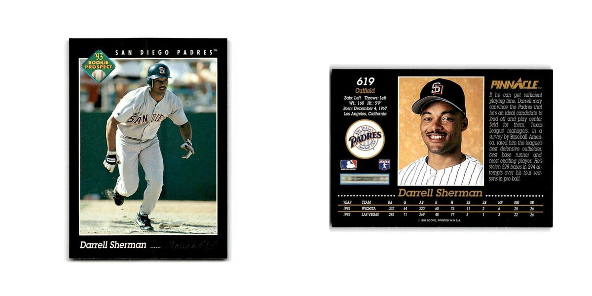 Darrell Sherman Rookie 1993 Pinnacle #619 San Diego Padres Baseball Card NM