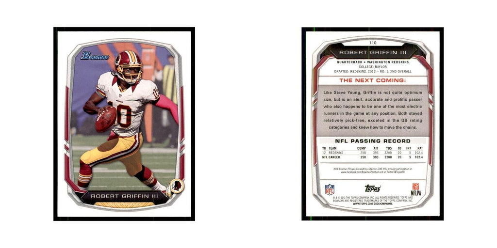 2013 Bowman Robert Griffin III Football Cards #110