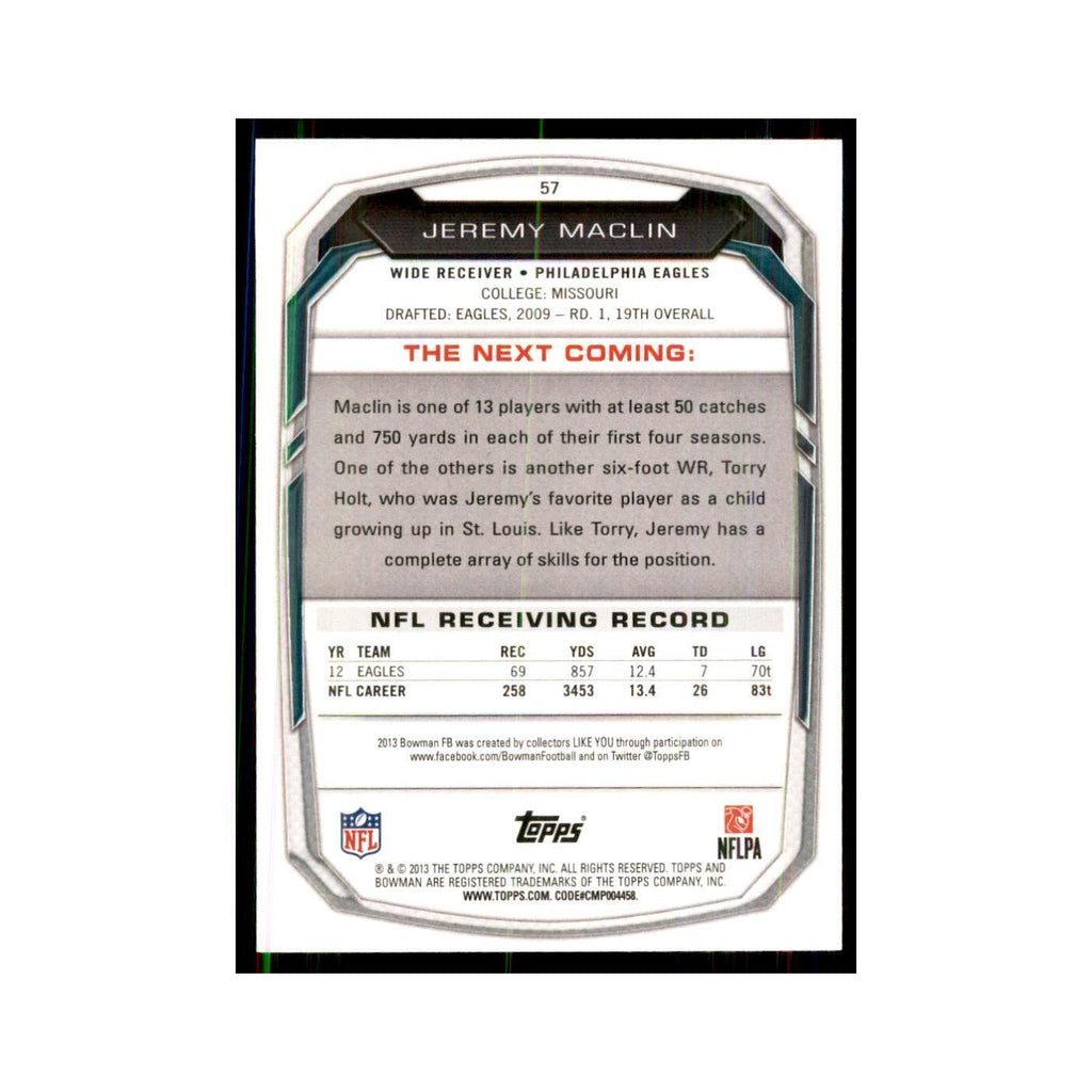 2013 Bowman Jeremy Maclin Football Cards #57