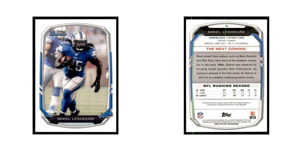 2013 Bowman Mikel Leshoure Football Cards #59