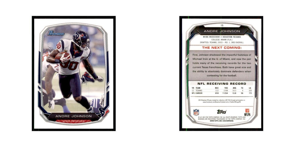 2013 Bowman Andre Johnson Football Cards #15