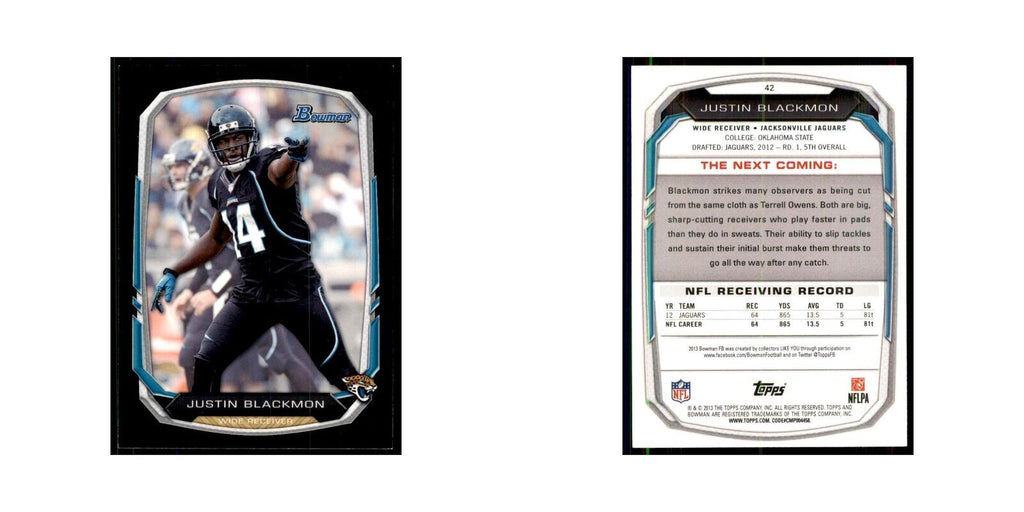 2013 Bowman Justin Blackmon Football Cards #42