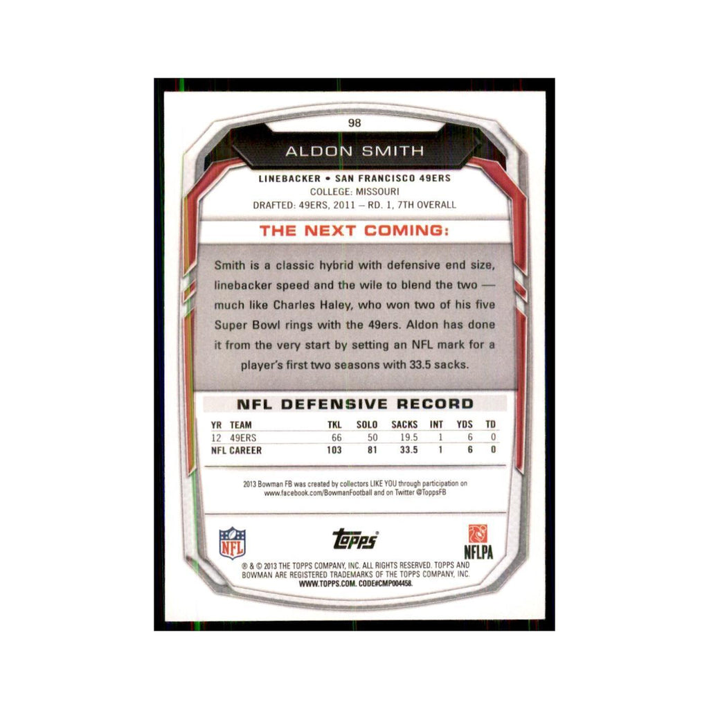 2013 Bowman Aldon Smith Football Cards #98