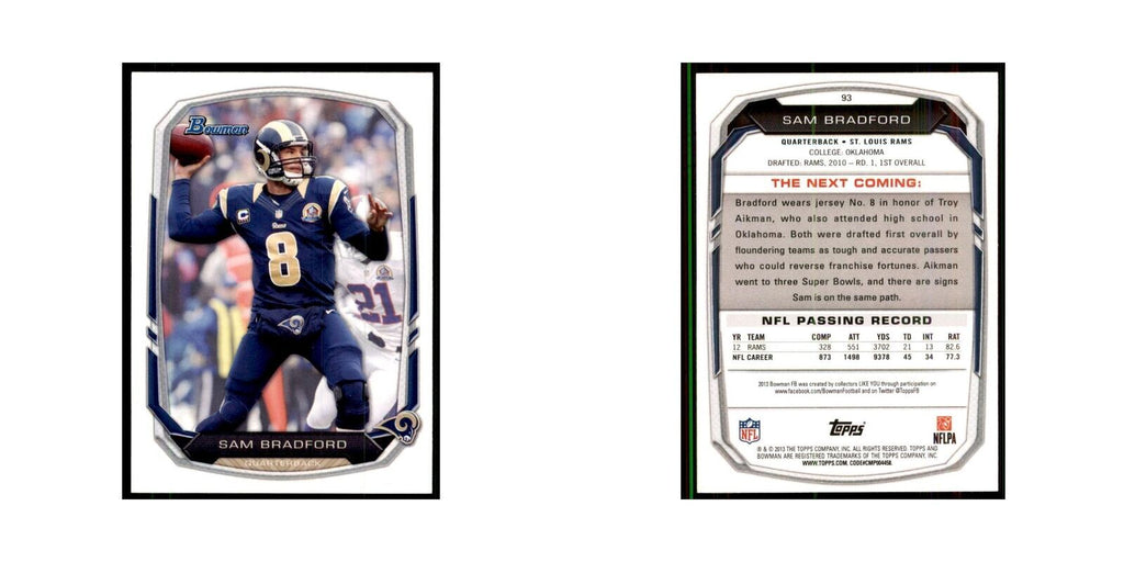 2013 Bowman Sam Bradford Football Cards #93